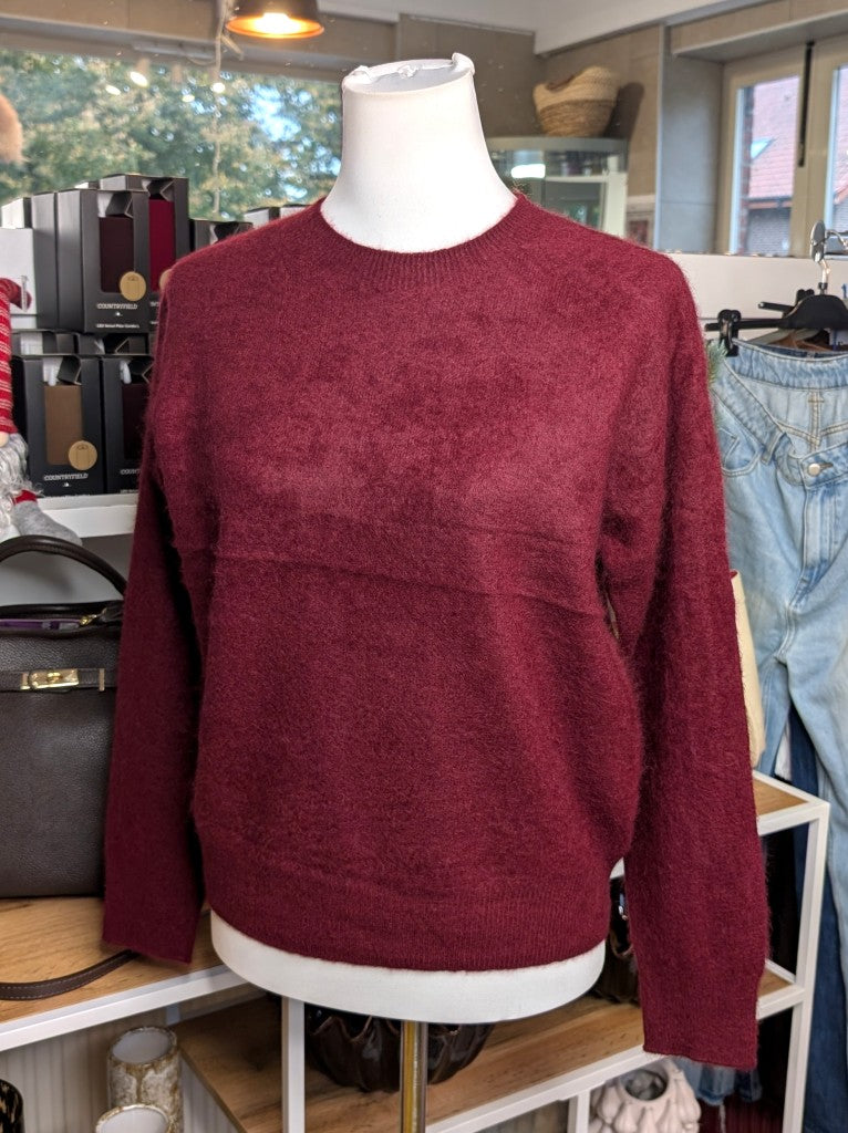 Eleganter mega kuscheliger Pullover in Burgunder Bordeaux Rot – luxuriöse Kaschmir Wolle Mischung für Komfort und Langlebigkeit mit natürlicher Wärmeisolation