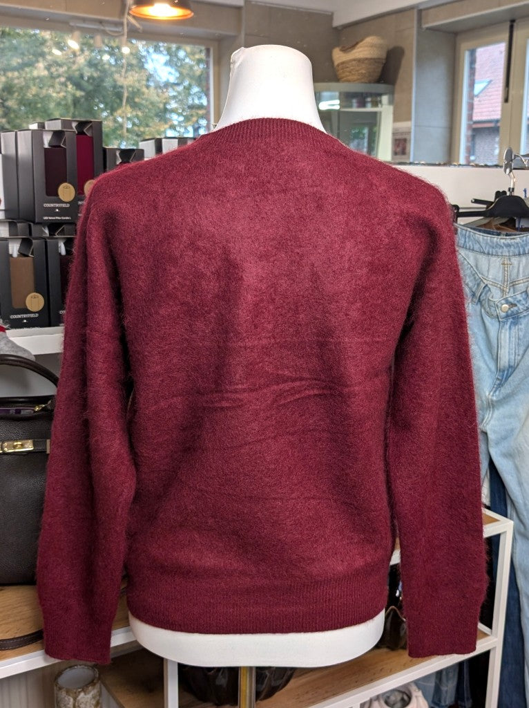 Eleganter mega kuscheliger Pullover in Burgunder Bordeaux Rot – luxuriöse Kaschmir Wolle Mischung für Komfort und Langlebigkeit mit natürlicher Wärmeisolation