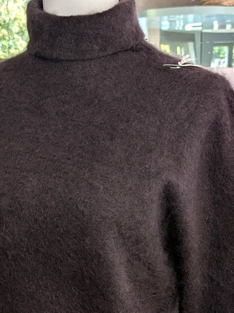 Eleganter mega kuscheliger Rollkragen Pullover in Coffee Braun – luxuriöse Kaschmir Seide Wolle Mischung für höchsten Komfort, Langlebigkeit, Wärmeisolation.