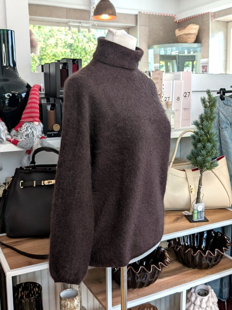 Eleganter mega kuscheliger Rollkragen Pullover in Coffee Braun – luxuriöse Kaschmir Seide Wolle Mischung für höchsten Komfort, Langlebigkeit, Wärmeisolation.