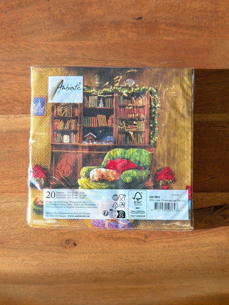 20 Stück hochwertige festliche Zellstoff Servietten 33x33cm für Weihnachten: Warten und Geschenke Bescherung vom Weihnachtsmann persönlich - perfekte Tischdeko!