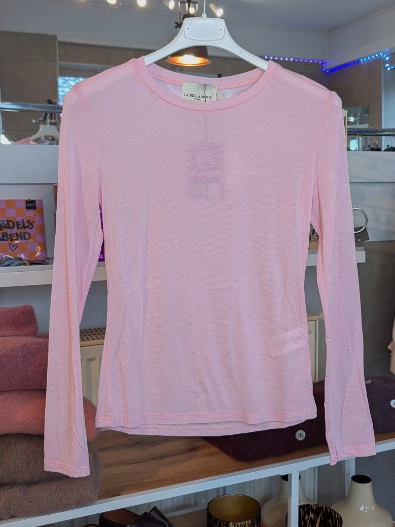 Das Langarm Shirt vereint zarten Kaschmir-Komfort mit hauchdünnem Stoff aus  hochwertiger Viskose in trendigem Hellrosa - für stilbewusste Looks mit Raffinesse!