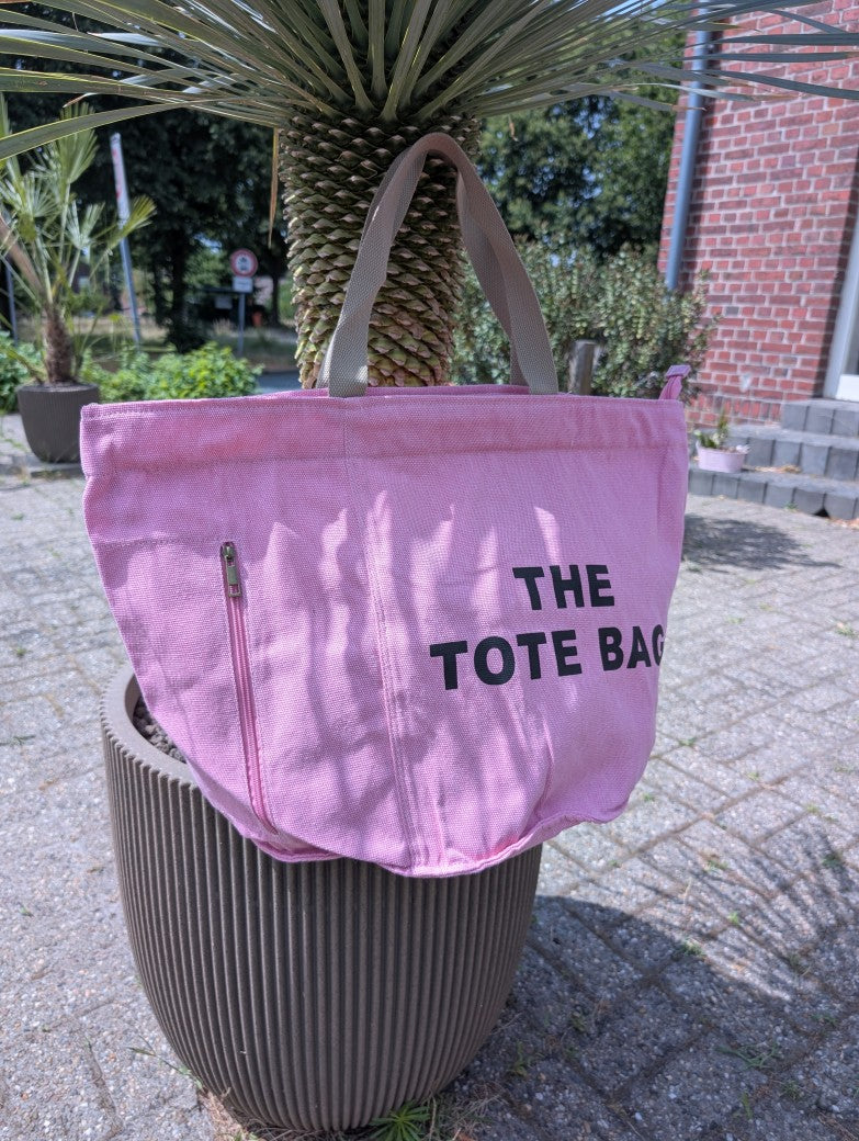 Die perfekte Begleiterin: XL Strand Tasche "The Tote Bag" Rosa Pink mit Reißverschluss und funktionaler Seitentasche - für Strandutensilien, Einkäufe, Alltägliches