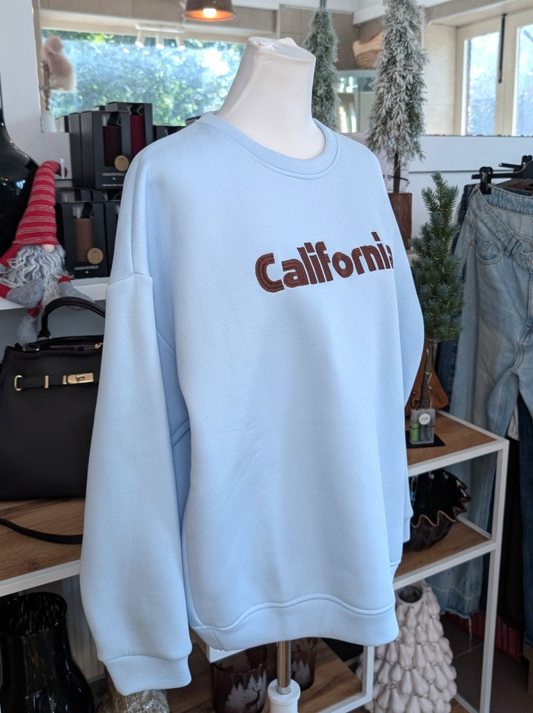Das hochwertige Baumwoll-Sweatshirt California besticht durch seine harmonische Farbgestaltung in trendigem Hellblau und Coffee Braun - dein perfekten Begleiter!