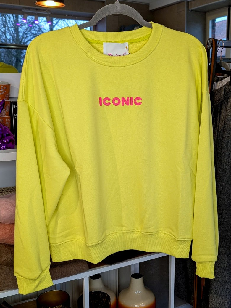 Das markante ICONIC Sweatshirt mit Backprint setzt auf Gelb ein visuelles Highlight in den Trendfarben Neon Pink und Orange. Setze ein individuelles Statement!