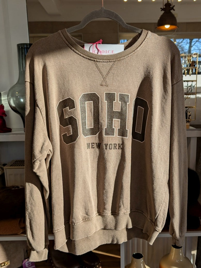 Das Sweatshirt SOHO New York in Fango Sandgrau mit Braun bietet erstklassigen Tragekomfort und moderne Optik - ideal für stilbewusste elegante und Freizeitlooks!