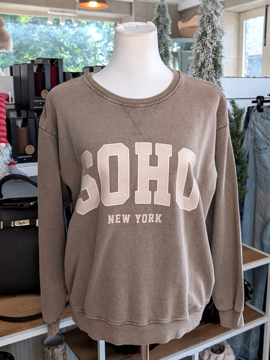 Das Sweatshirt SOHO New York in Fango Sandgrau mit Beige bietet erstklassigen Tragekomfort und moderne Optik - ideal für stilbewusste elegante und Freizeitlooks