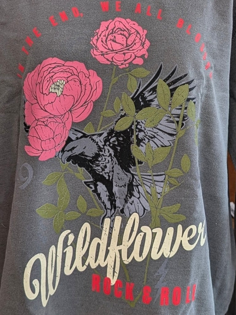 Retro-Ästhetik Sweatshirt Wildflower 1995 Rock & Roll – Vintage-inspiriertes Design mit lebendigen Farben in Rosa, Rot, Grün und Grau aus hochwertiger Baumwolle!