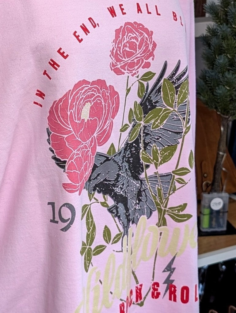 Retro-Ästhetik Sweatshirt Wildflower 1995 Rock & Roll – Vintage-inspiriertes Design mit lebendigen Farben in Rosa, Rot, Grün und Grau aus hochwertiger Baumwolle!
