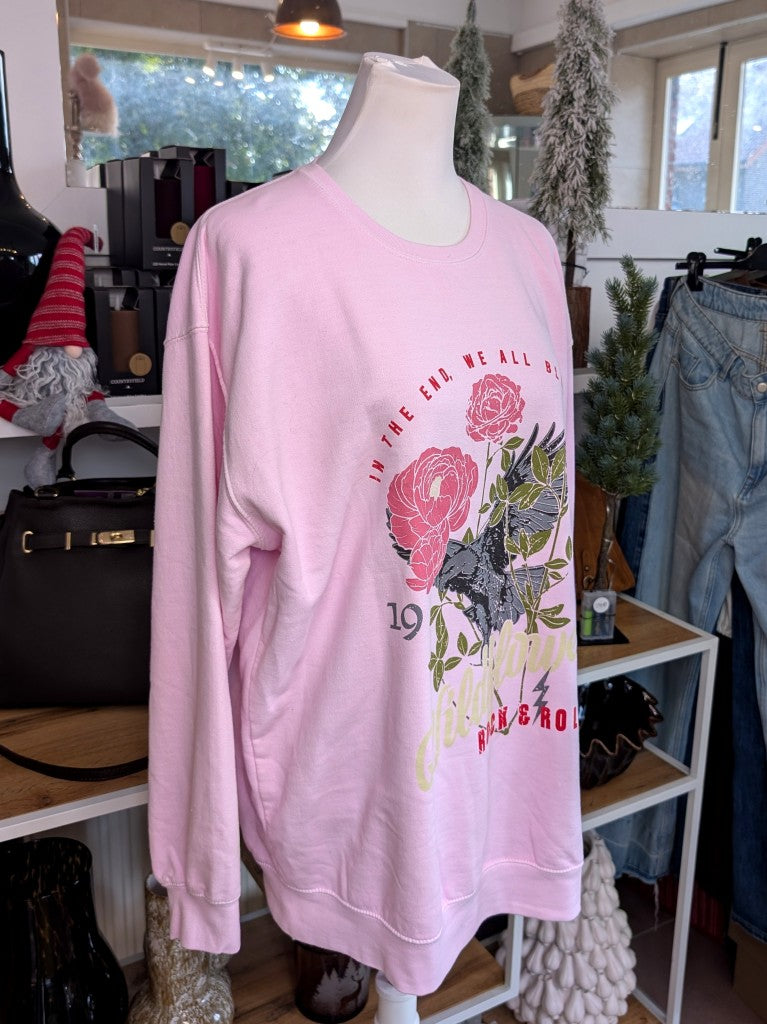 Retro-Ästhetik Sweatshirt Wildflower 1995 Rock & Roll – Vintage-inspiriertes Design mit lebendigen Farben in Rosa, Rot, Grün und Grau aus hochwertiger Baumwolle!