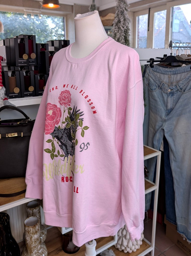 Retro-Ästhetik Sweatshirt Wildflower 1995 Rock & Roll – Vintage-inspiriertes Design mit lebendigen Farben in Rosa, Rot, Grün und Grau aus hochwertiger Baumwolle!