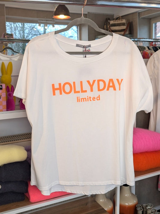 Lässiges T-Shirt mit kontrastreichem Weiß Neon Orange Farbspiel. Das zeitlose Design passt zu vielen Outfits und überzeugt durch seine schlichte Eleganz.