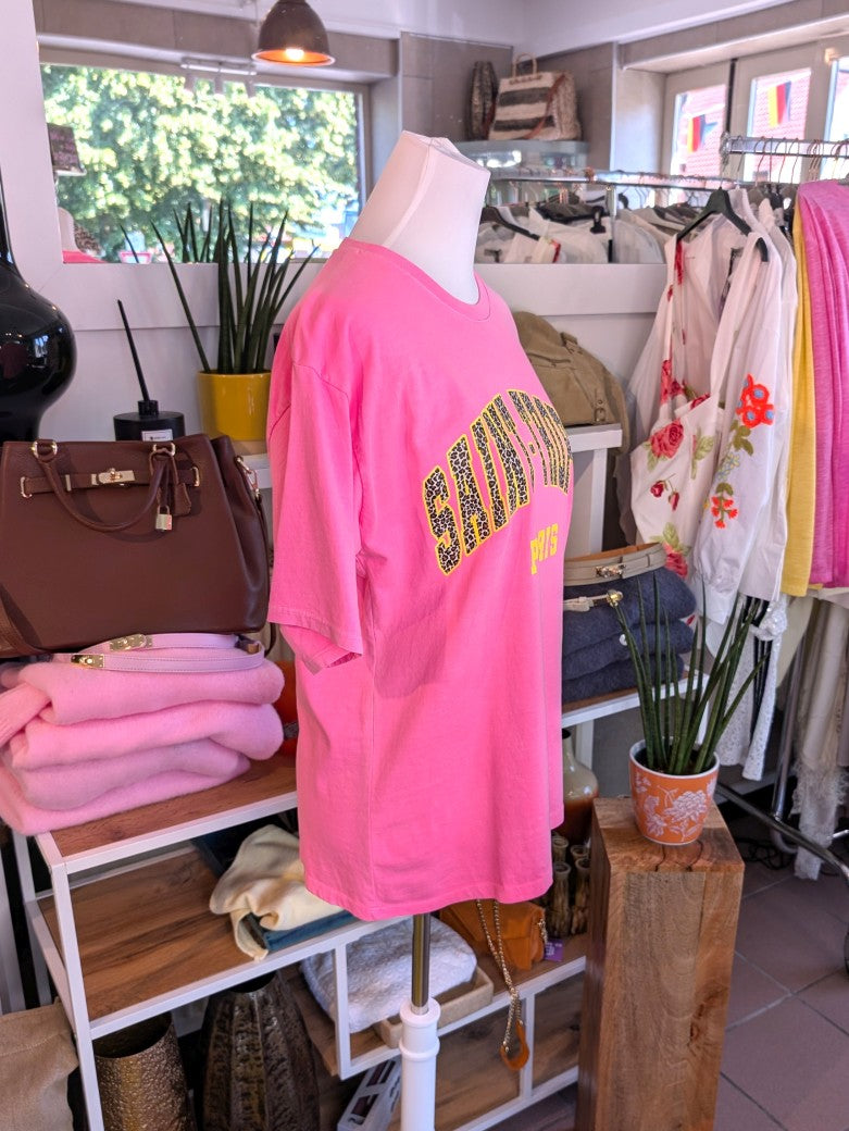 Hochwertiges T-Shirt Saint-Tropez in angesagtem Leo-Design mit harmonischer Farbkombination aus Pink, Beige, Braun und Gelb - vielseitiges Piece für jeden Stil!
