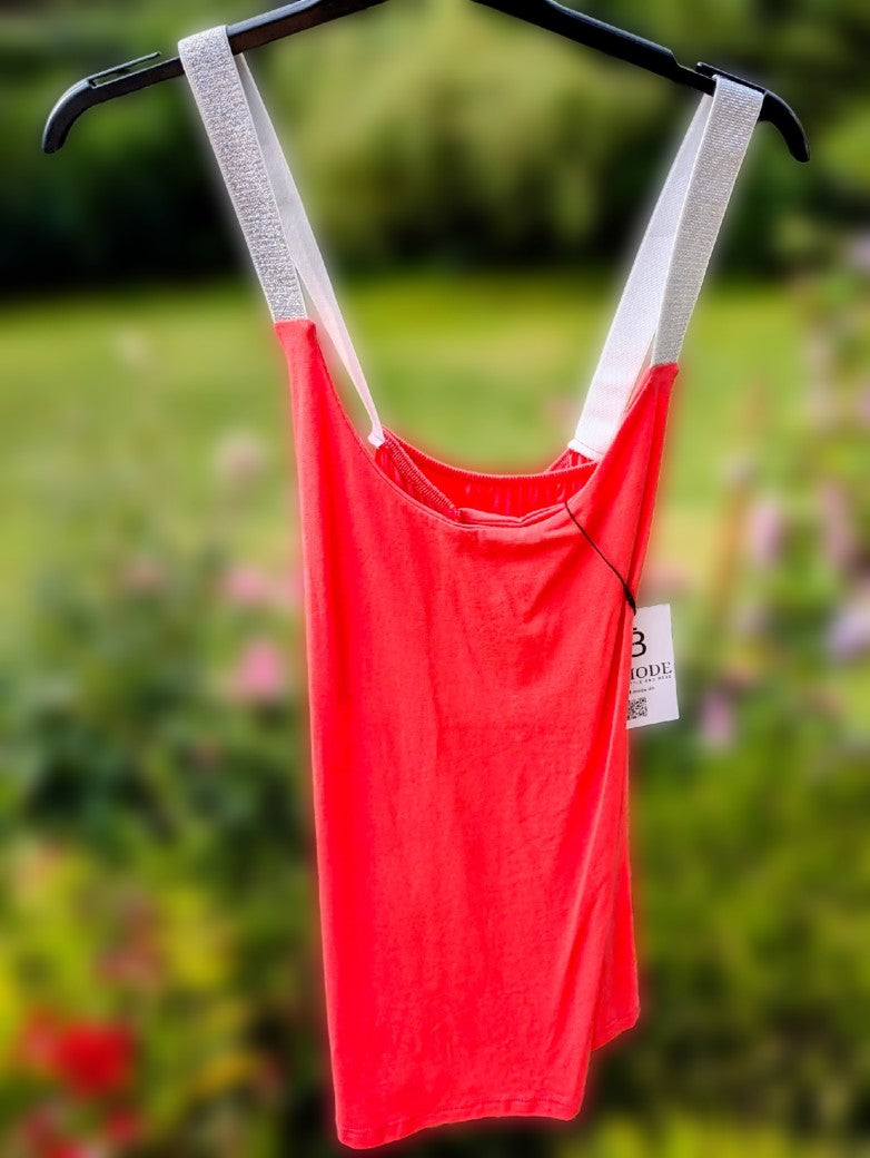 Top mit Silberträgern Coral 80% Baumwolle / 20% Elasthan One Size