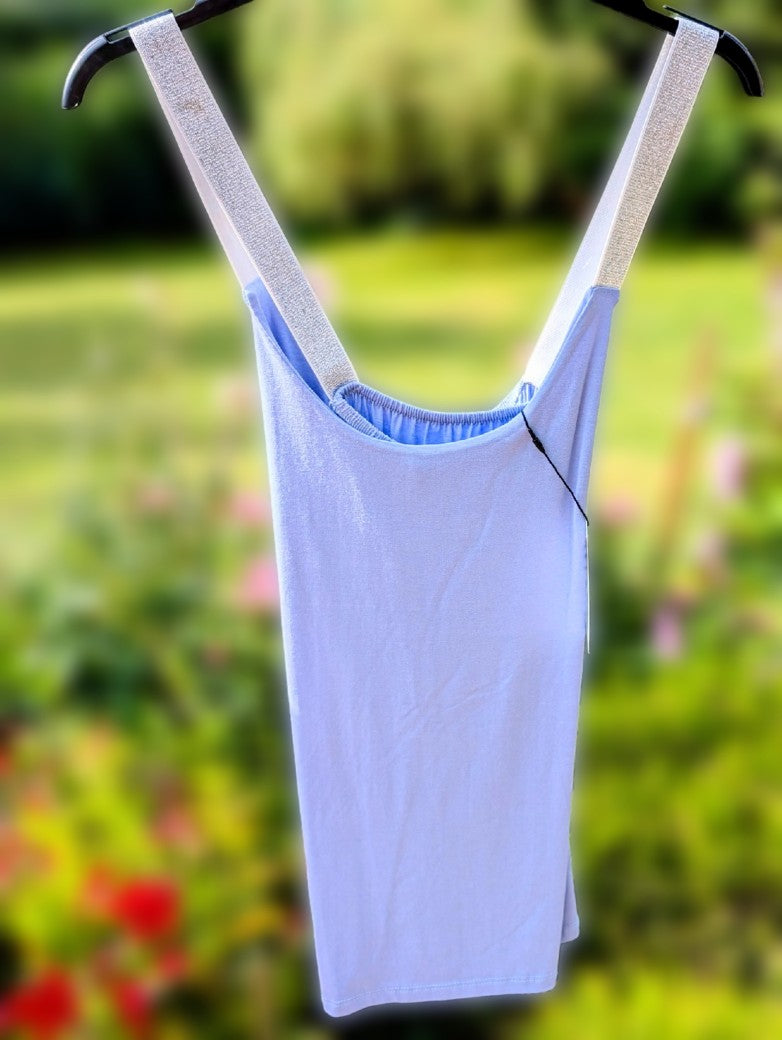 Top mit Silberträgern Hellblau 80% Baumwolle / 20% Elasthan One Size