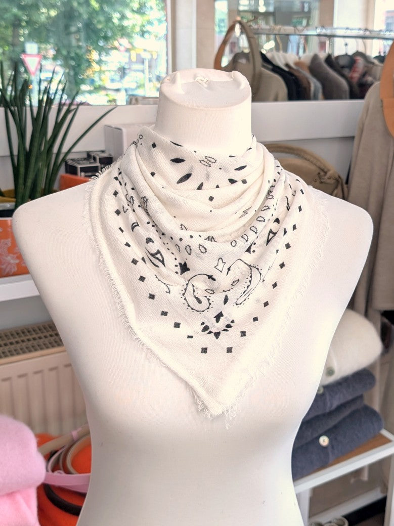 Elegantes Bandana-Tuch aus 85% Merino-Wolle 15% Kaschmir für außergewöhnliche Weichheit und atmungsaktive Wärmeleistung - als Kopftuch, Halstuch, Schulterumhang
