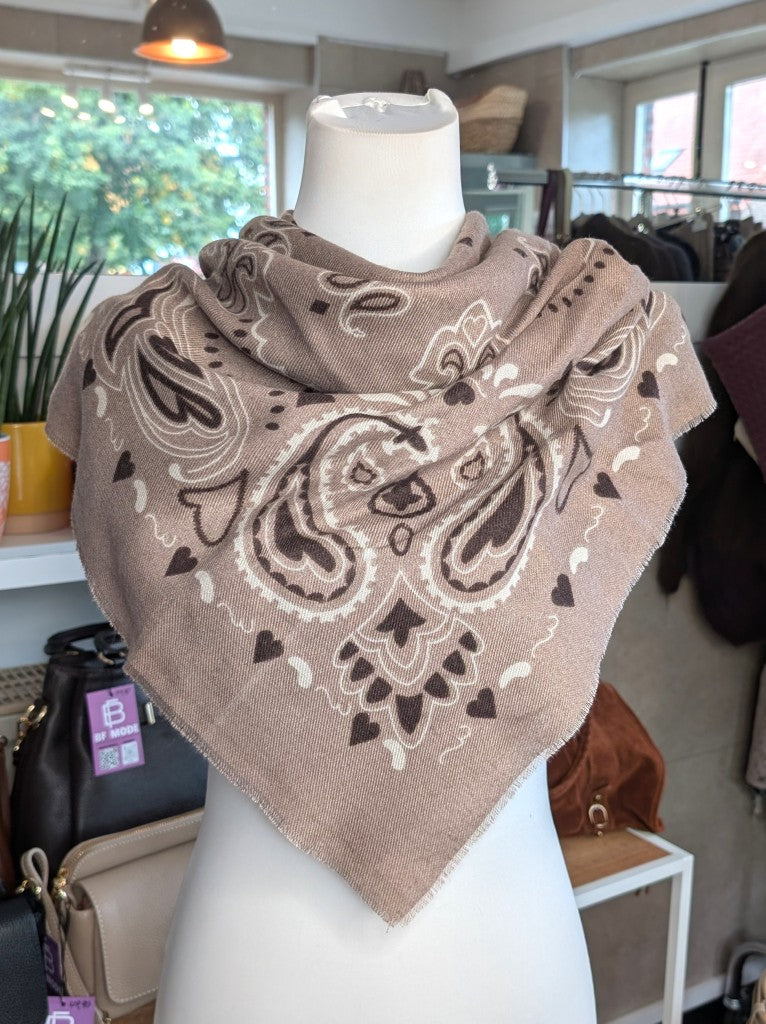 Elegantes Tuch Schal aus 100% Viskose, raffinierter ethnischer Charakter durch florales Paisley Muster im Kujten-Stil - als Kopftuch, Halstuch, Schulterumhang