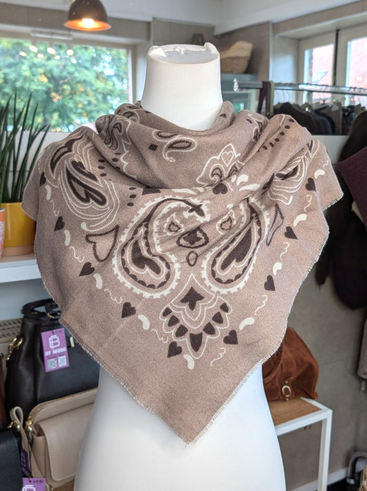 Elegantes Tuch Schal aus 100% Viskose, raffinierter ethnischer Charakter durch florales Paisley Muster im Kujten-Stil - als Kopftuch, Halstuch, Schulterumhang