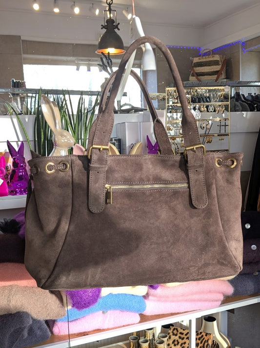 Elegante hochwertige Wildledertasche Shopping Bag in warmem Cognac aus Italien – das perfekte Accessoire mit Charakter und Raffinesse für anspruchsvolle Käufer!