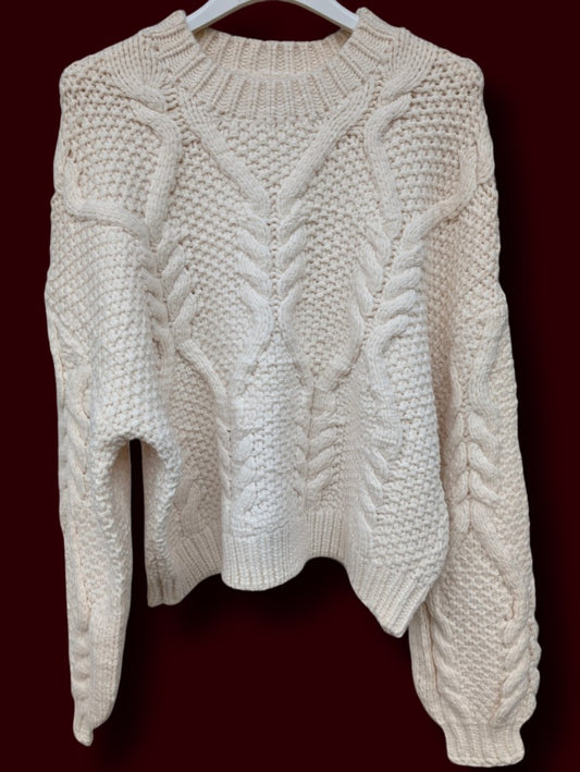 Zopfmuster Pullover, symmetrisch geschnitten, Créme, One Size
50% Viskose
von EFFENY
