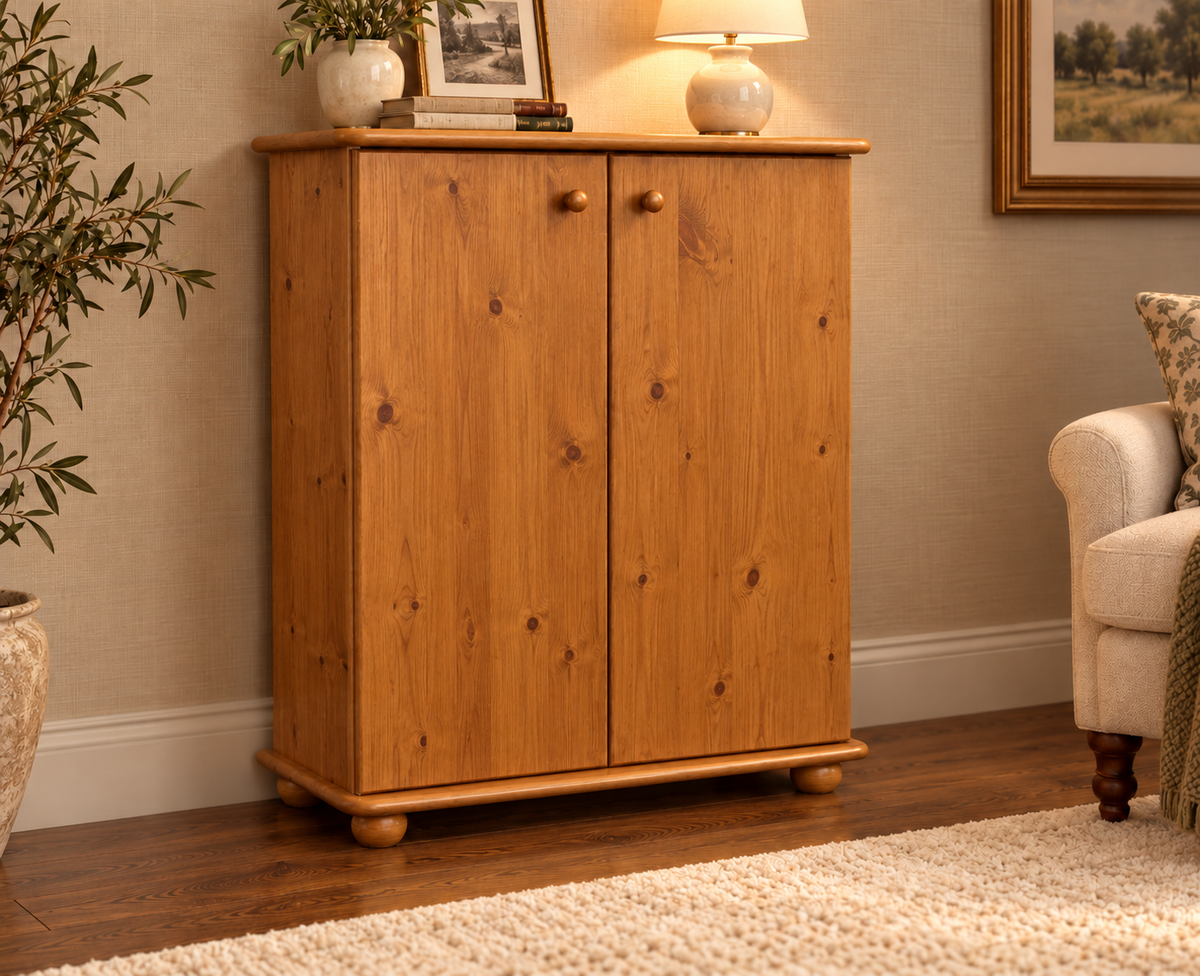 Anika Kommode 110er Bio Kiefer Massivholz | 2-Türig Sideboard mit Regalfächern | Anrichte aus 100% Massivholz