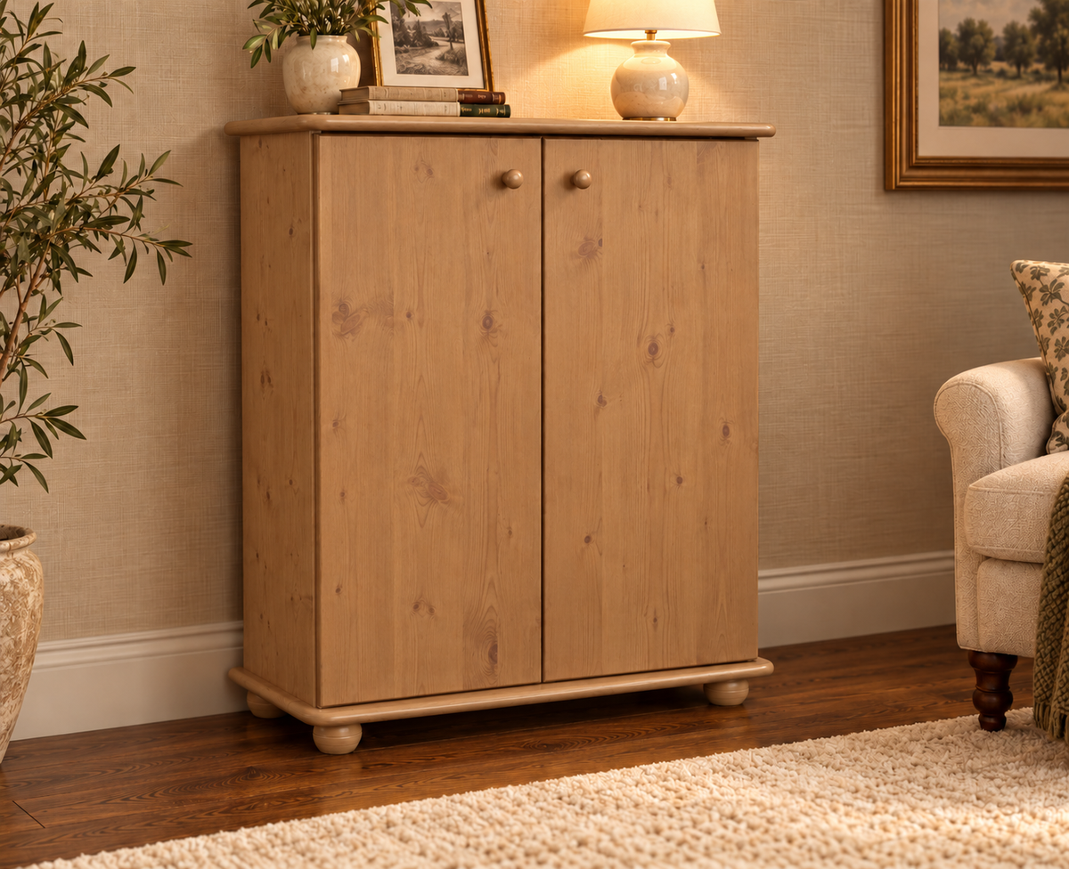 Anika Kommode 110er Bio Kiefer Massivholz | 2-Türig Sideboard mit Regalfächern | Anrichte aus 100% Massivholz