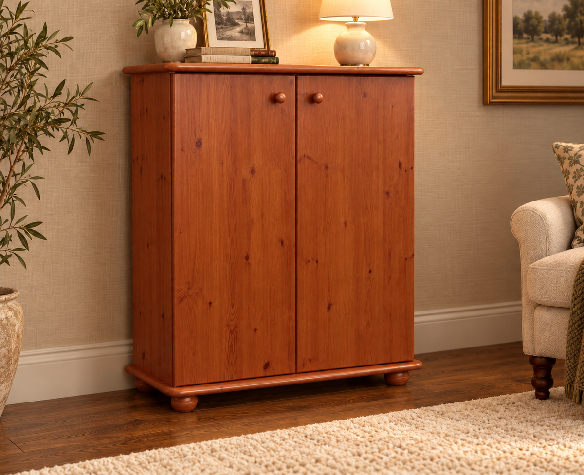 Anika Kommode 110er Bio Kiefer Massivholz | 2-Türig Sideboard mit Regalfächern | Anrichte aus 100% Massivholz