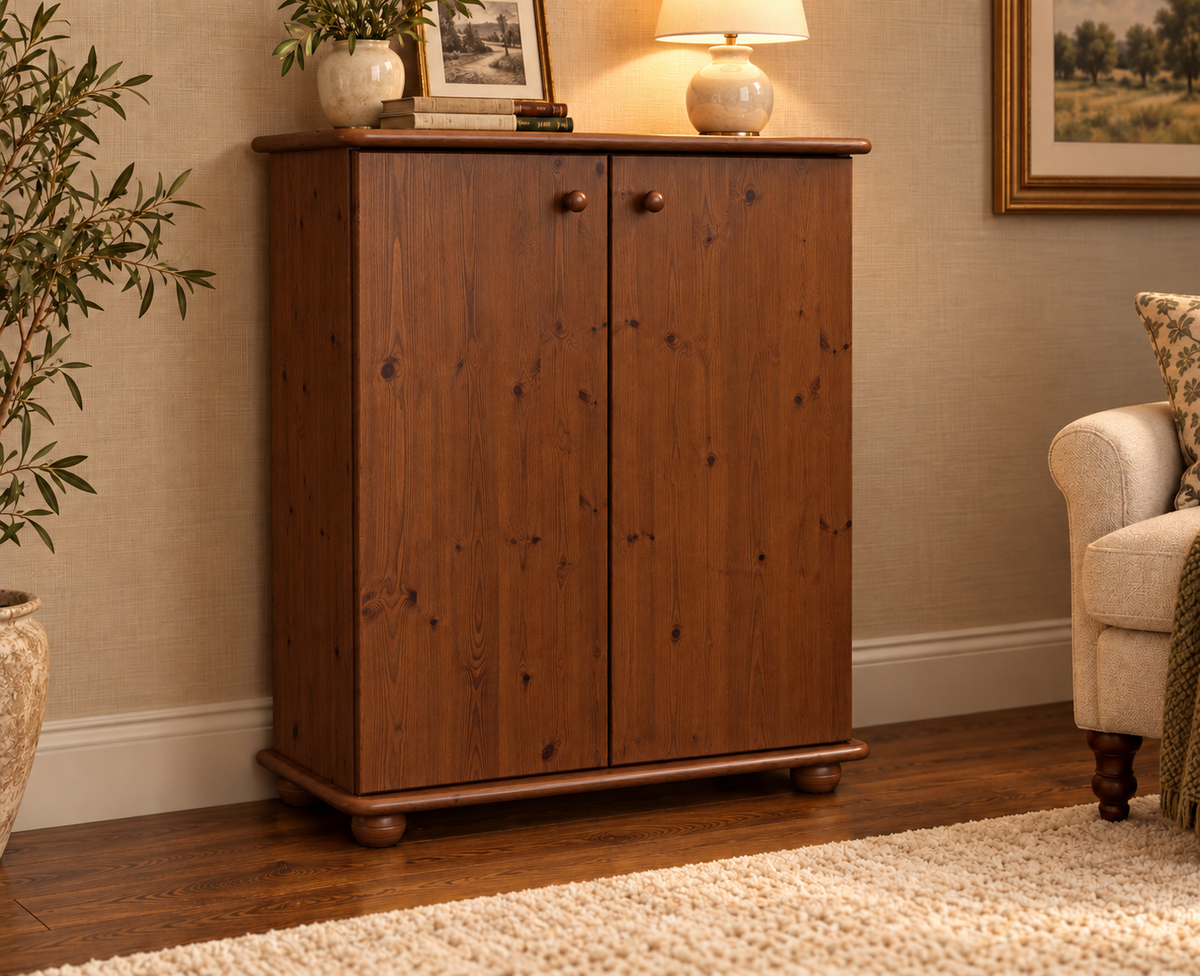 Anika Kommode 110er Bio Kiefer Massivholz | 2-Türig Sideboard mit Regalfächern | Anrichte aus 100% Massivholz