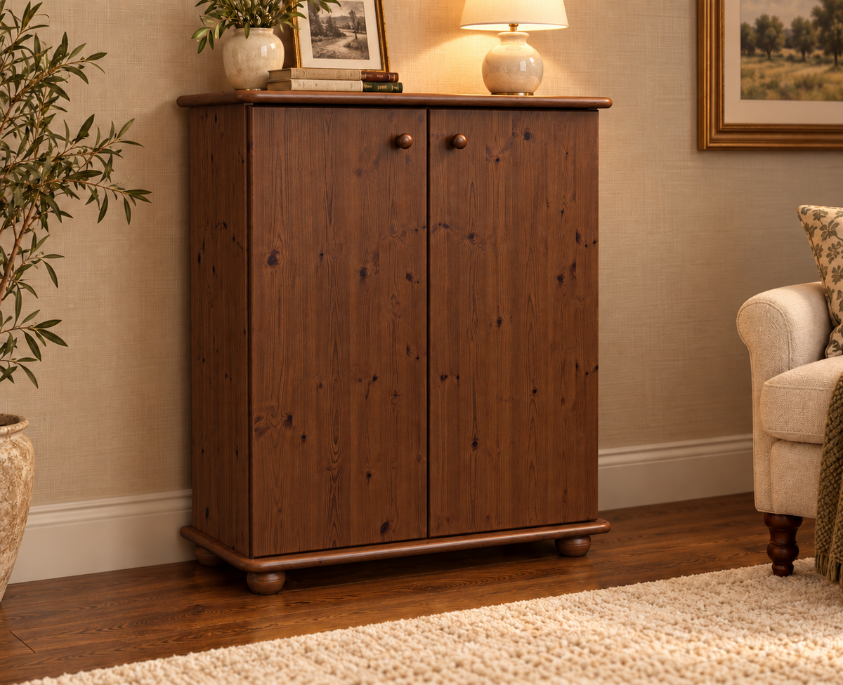 Anika Kommode 110er Bio Kiefer Massivholz | 2-Türig Sideboard mit Regalfächern | Anrichte aus 100% Massivholz