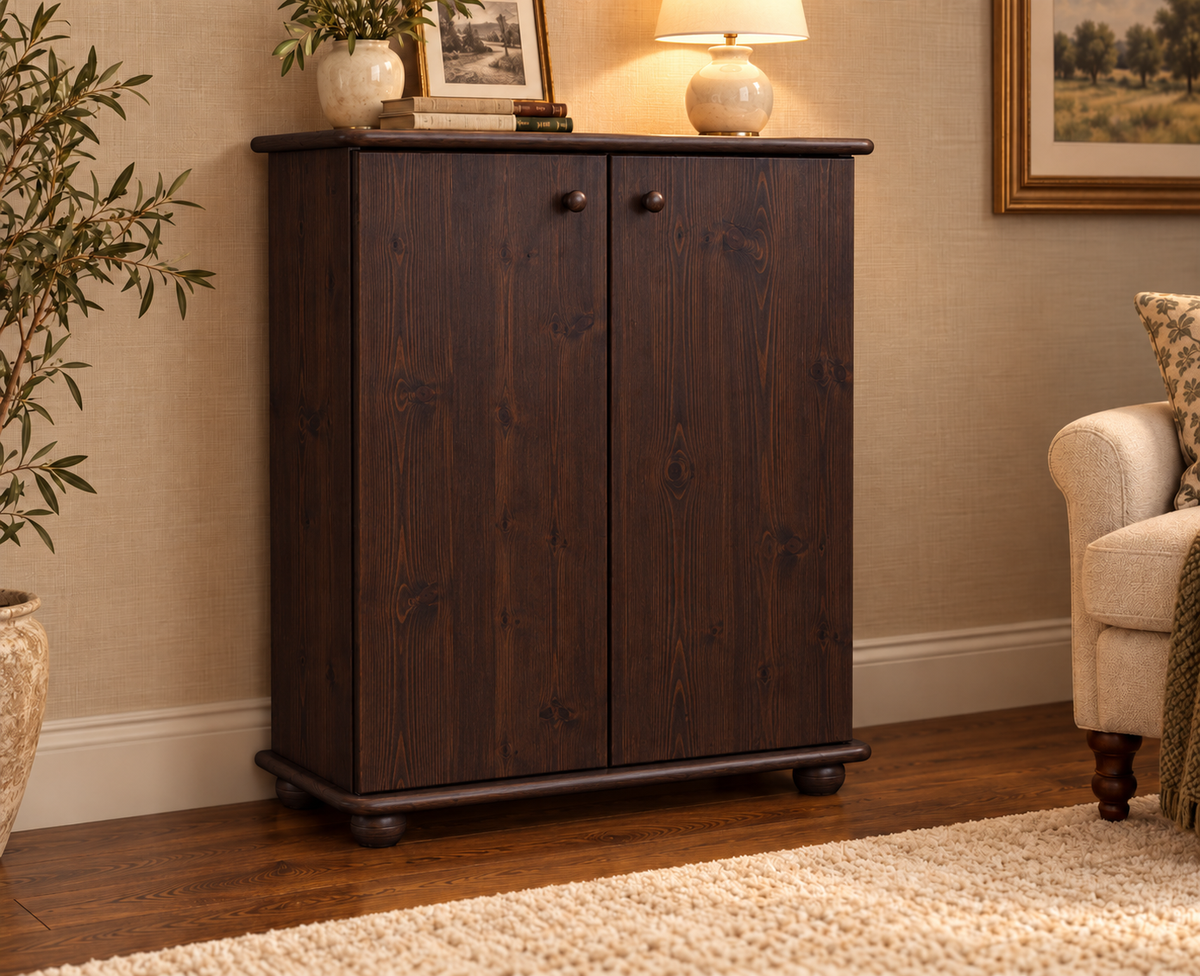 Anika Kommode 110er Bio Kiefer Massivholz | 2-Türig Sideboard mit Regalfächern | Anrichte aus 100% Massivholz