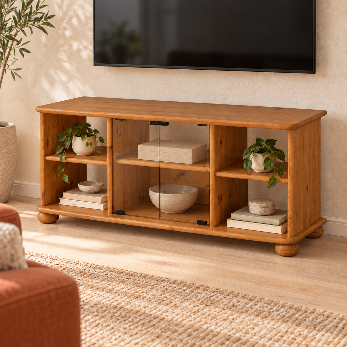 Anika TV-Schrank 125er aus 100% Bio Kiefer Massivholz