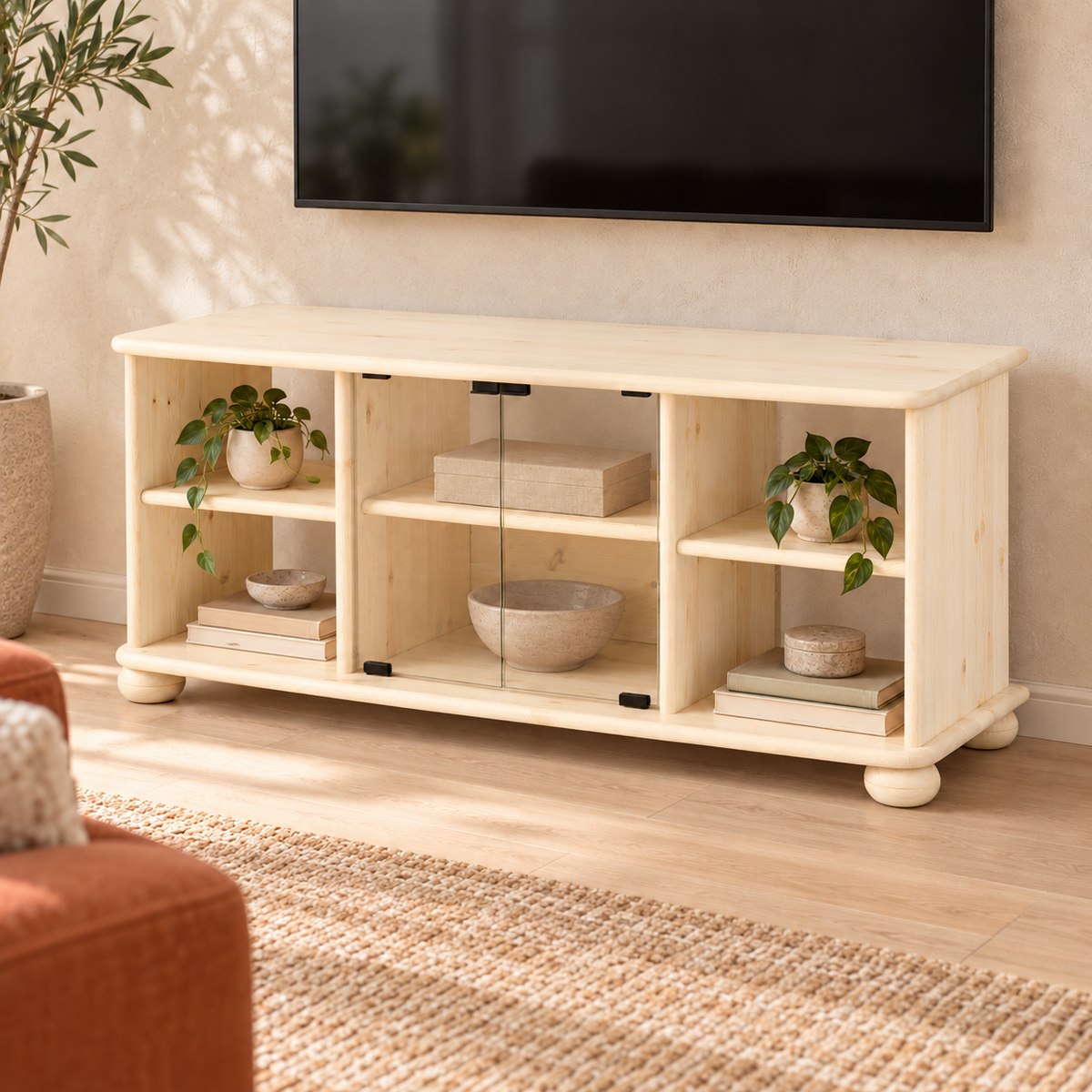 Anika TV-Schrank 125er aus 100% Bio Kiefer Massivholz