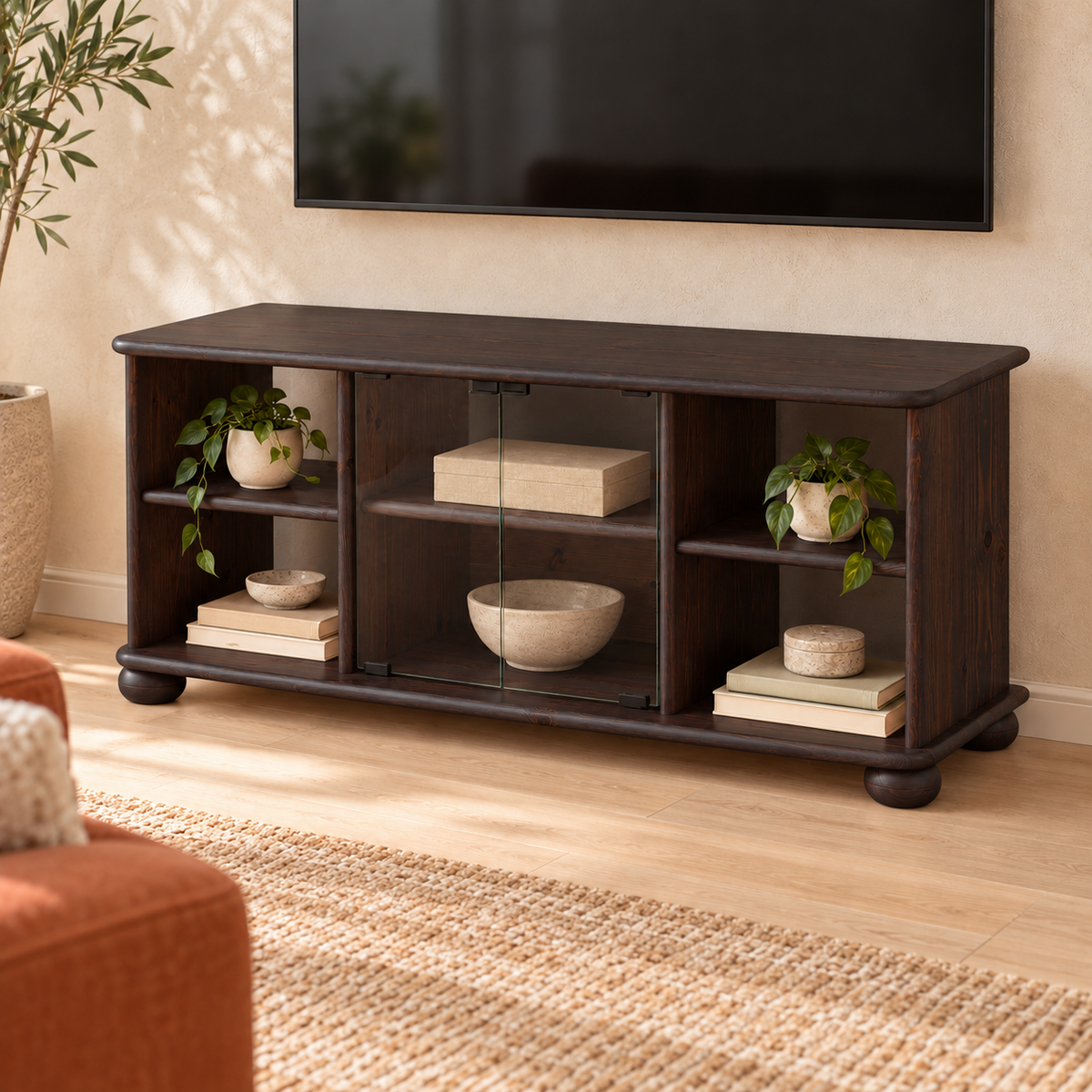 Anika TV-Schrank 125er aus 100% Bio Kiefer Massivholz