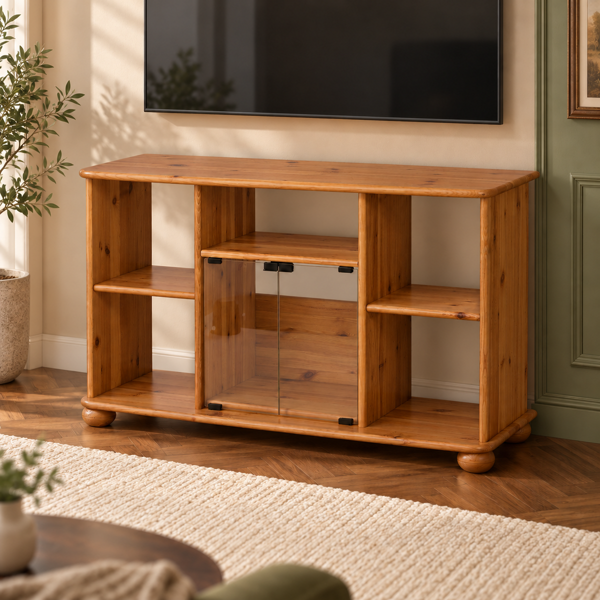 Anika TV-Schrank aus Kiefernholz 125 x 77 cm | 100% Bio Massivholz