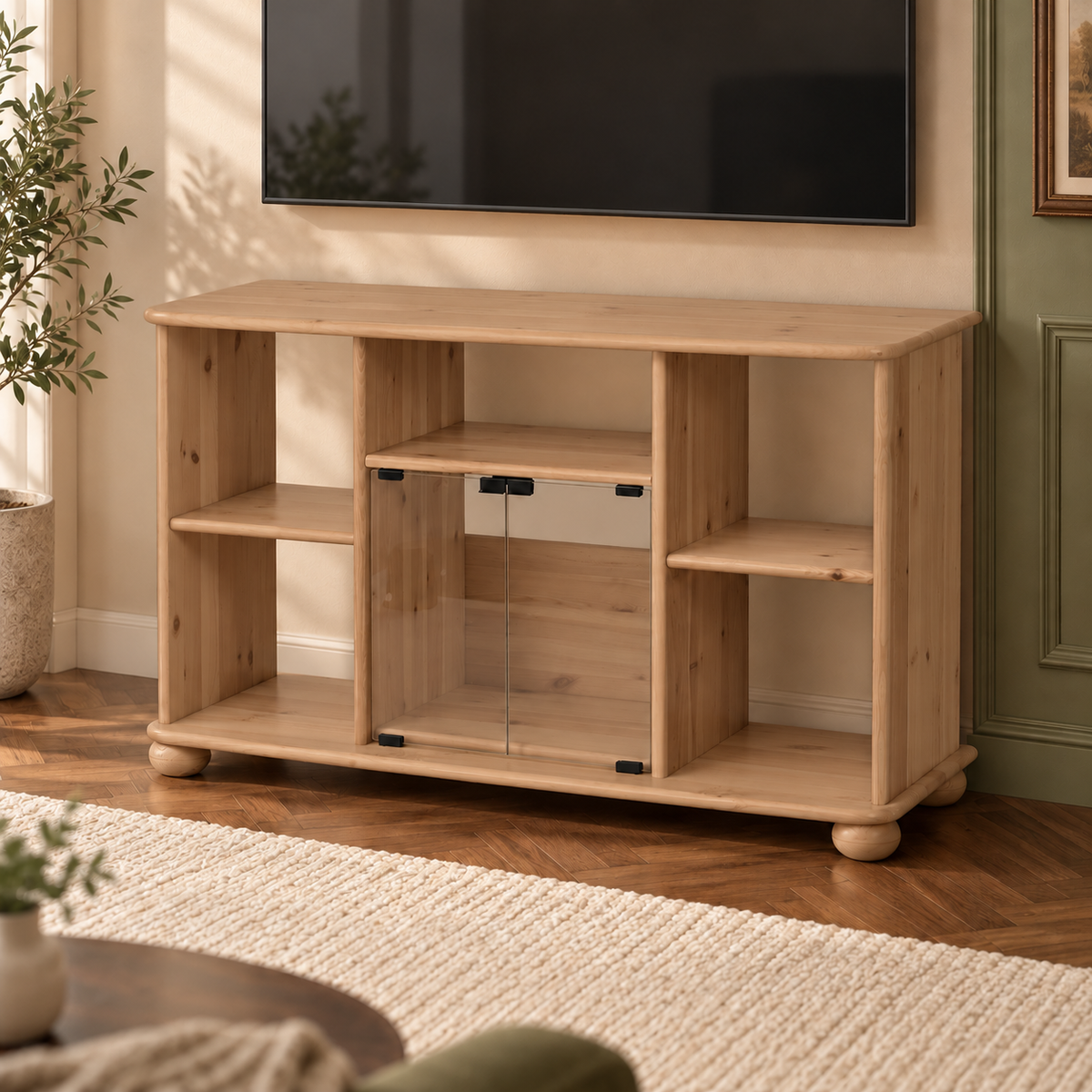 Anika TV-Schrank aus Kiefernholz 125 x 77 cm | 100% Bio Massivholz