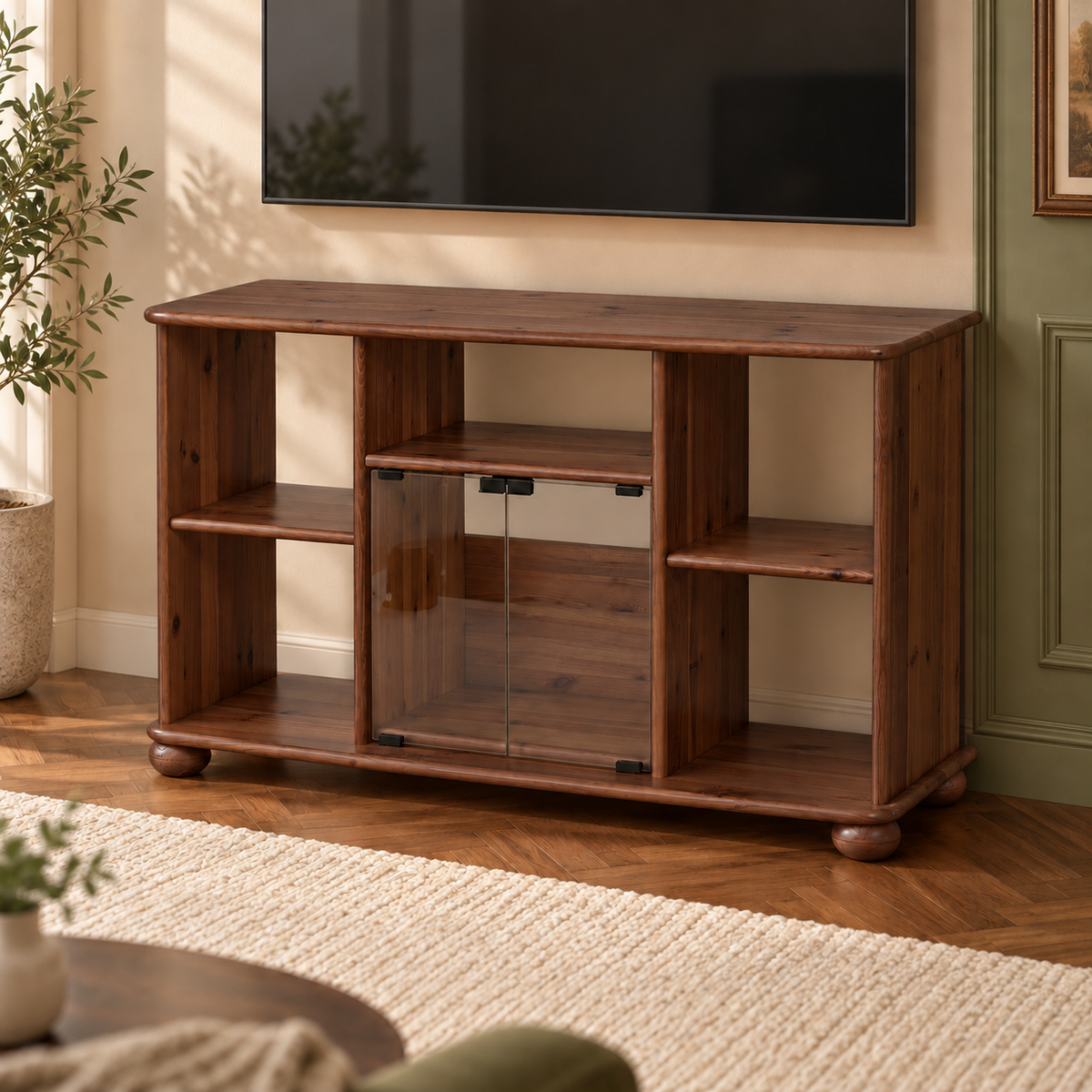 Anika TV-Schrank aus Kiefernholz 125 x 77 cm | 100% Bio Massivholz