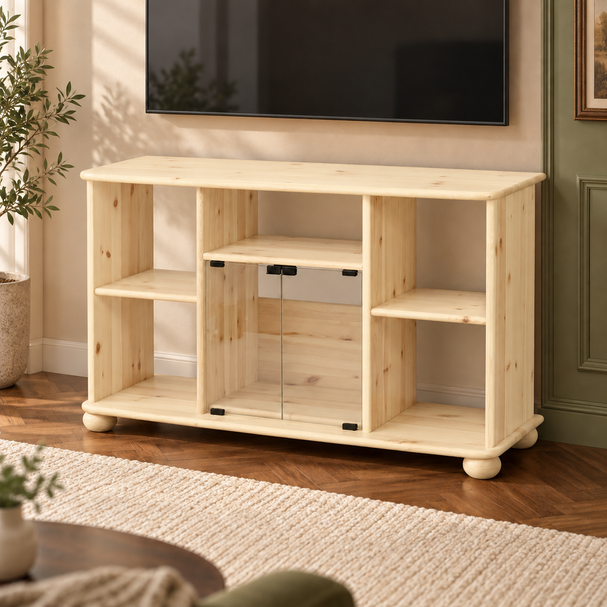 Anika TV-Schrank aus Kiefernholz 125 x 77 cm | 100% Bio Massivholz