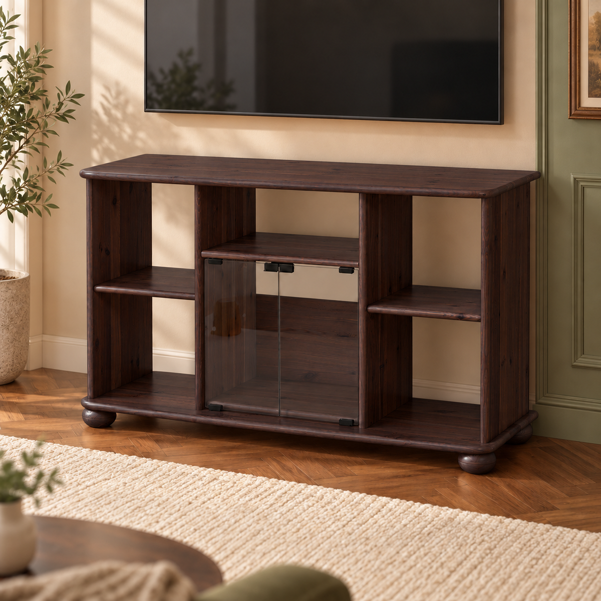 Anika TV-Schrank aus Kiefernholz 125 x 77 cm | 100% Bio Massivholz