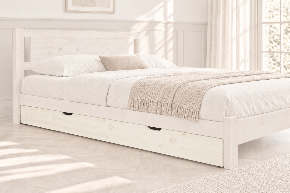 Bettschublade aus Massivholz | Volle Matratzenlänge | Naturholz | 100% Bio-Bett