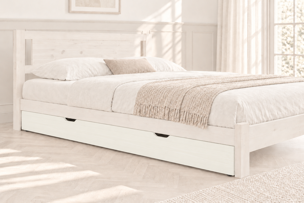 Bettschublade aus Massivholz | Volle Matratzenlänge | Naturholz | 100% Bio-Bett
