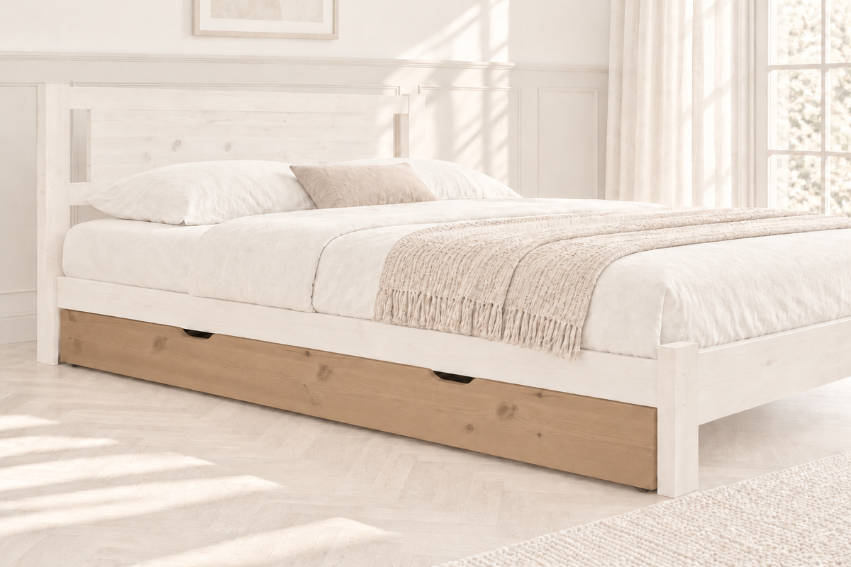 Bettschublade aus Massivholz | Volle Matratzenlänge | Naturholz | 100% Bio-Bett