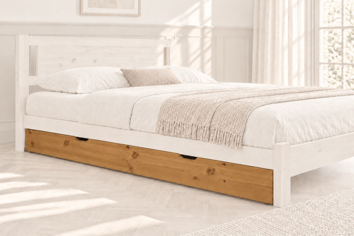 Bettschublade aus Massivholz | Volle Matratzenlänge | Naturholz | 100% Bio-Bett