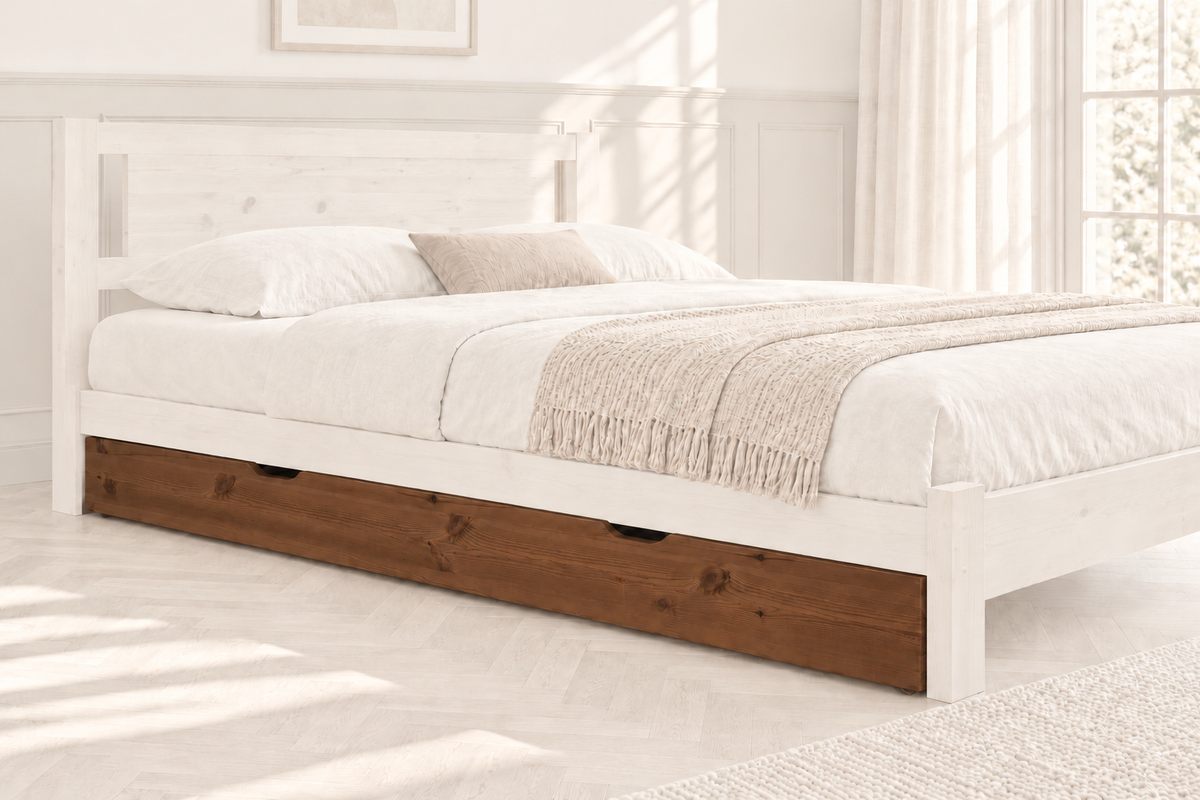 Bettschublade aus Massivholz | Volle Matratzenlänge | Naturholz | 100% Bio-Bett
