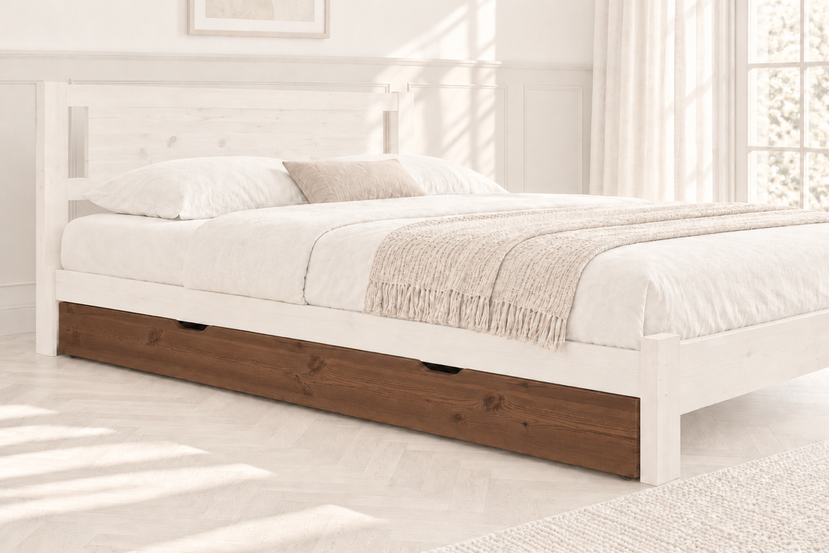Bettschublade aus Massivholz | Volle Matratzenlänge | Naturholz | 100% Bio-Bett