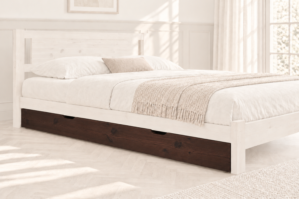 Bettschublade aus Massivholz | Volle Matratzenlänge | Naturholz | 100% Bio-Bett