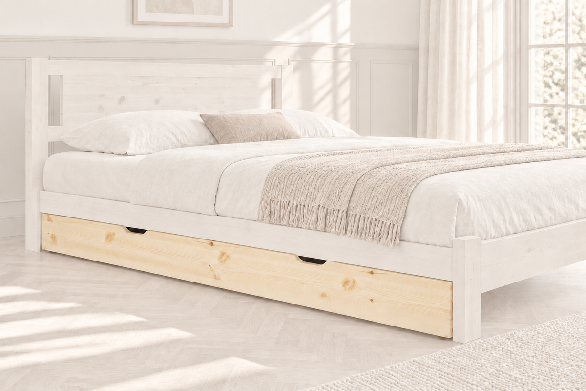 Bettschublade aus Massivholz | Volle Matratzenlänge | Naturholz | 100% Bio-Bett
