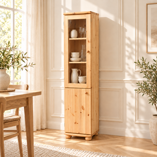 Claudia Buffetschrank Massivholz Vitrine V.2 aus 100% Bio Kiefer | 2-Türig, elegant und nachhaltig