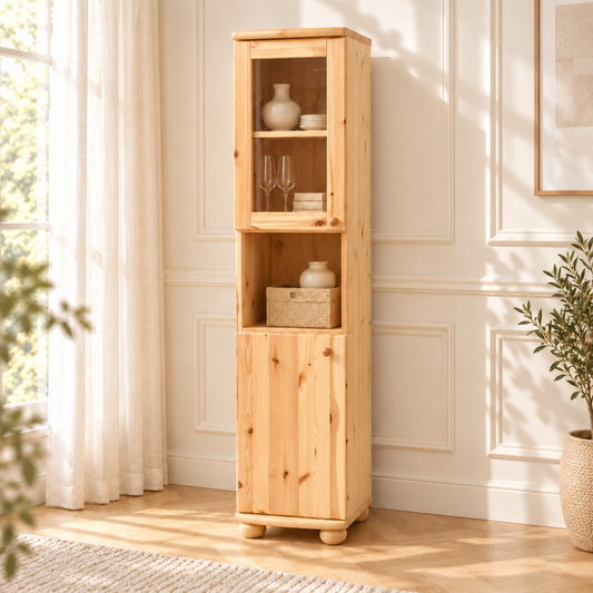 Claudia Buffetschrank Vitrine | 2-Türig | 100% Bio Kiefer Massivholz