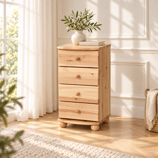 Claudia Kommode Bio Massivholz | Sideboard Anrichte mit 4 kleinen Schubladen aus 100% Bio Holz