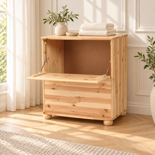Claudia Wäscheschrank Kiefer Massivholz - Wäschebox Kommode aus 100% Bio-Material